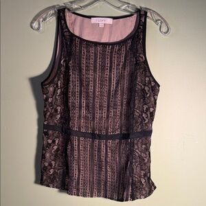 LOFT Black and Tan Lace Blouse